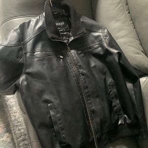 Like new Guess real leather black men’s jacket. Rare 2xl